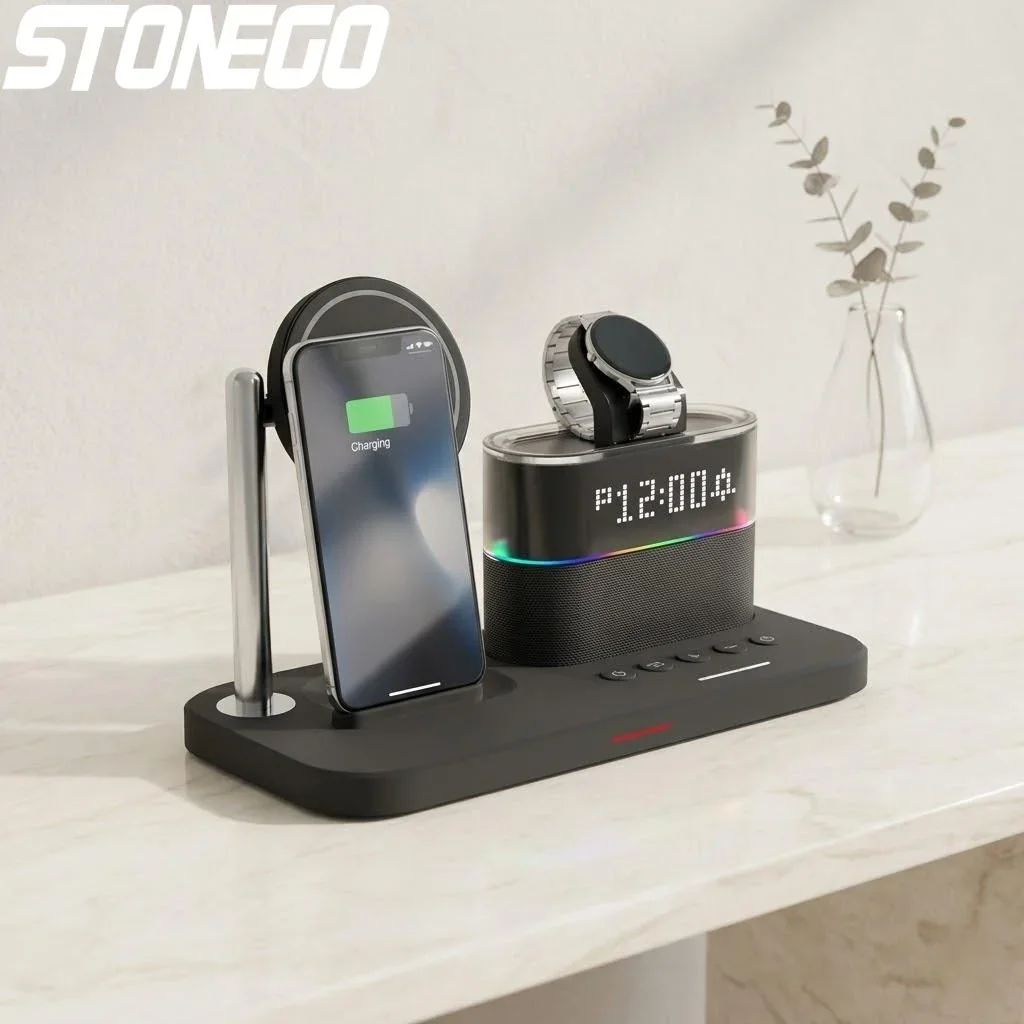 Magnetic Wireless Charging Station 3-in-1 Fast Charger Stand for Apple Devices iPhone 17 16 15 14 13 12 Pro Max Plus, iWatch Series Ultra 2 9 8 7 6 5 SE, AirPods Pro 4 3 2, MagSafe Compatible Desktop Charging Dock Base Holder
Magnetic Wireless Charging Station 3-in-1 Fast Charger Stand for Apple Devices iPhone 17 16 15 14 13 12 Pro Max Plus, iWatch Series Ultra 2 9 8 7 6 5 SE, AirPods Pro 4 3 2, MagSafe Compatible Desktop Charging Dock Base Holder