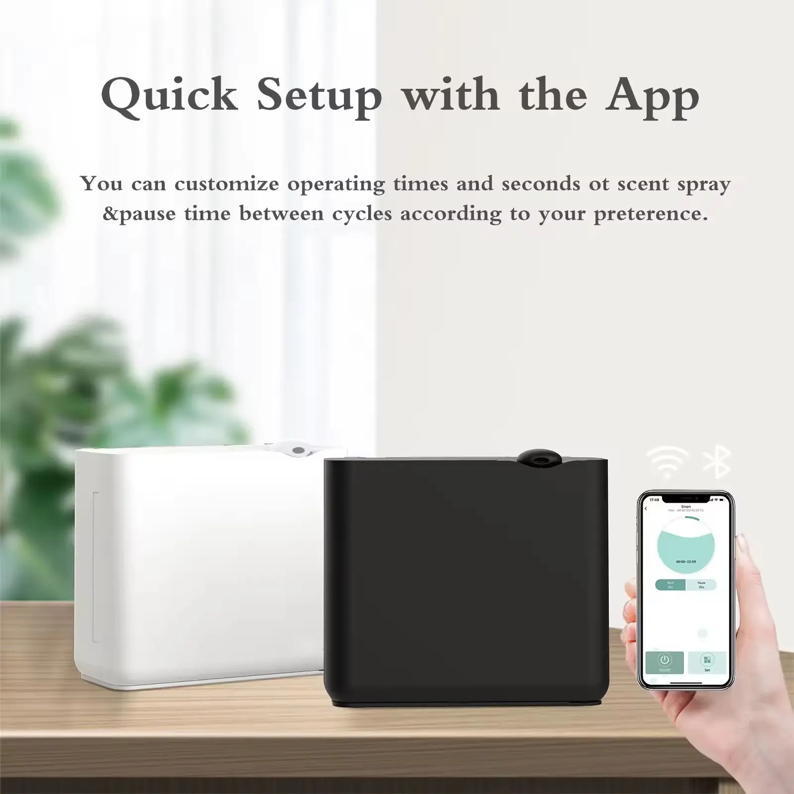Умный беспроводной диффузор для ароматерапии Smart Home: безводный, с Bluetooth и Wi-Fi управлением через приложение, для отелей и систем HVAC
Умный беспроводной диффузор для ароматерапии Smart Home: безводный, с Bluetooth и Wi-Fi управлением через приложение, для отелей и систем HVAC