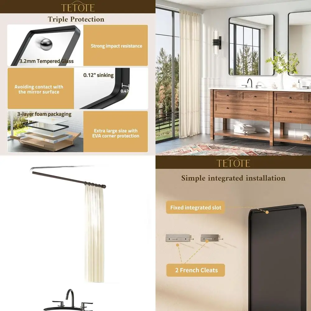 Современное настенное зеркало в фермерском доме 30 x 36 дюймов с матовой черной рамкой и закаленным стеклом для горизонтального или вертикального подвешивания
Современное настенное зеркало в фермерском доме 30 x 36 дюймов с матовой черной рамкой и закаленным стеклом для горизонтального или вертикального подвешивания