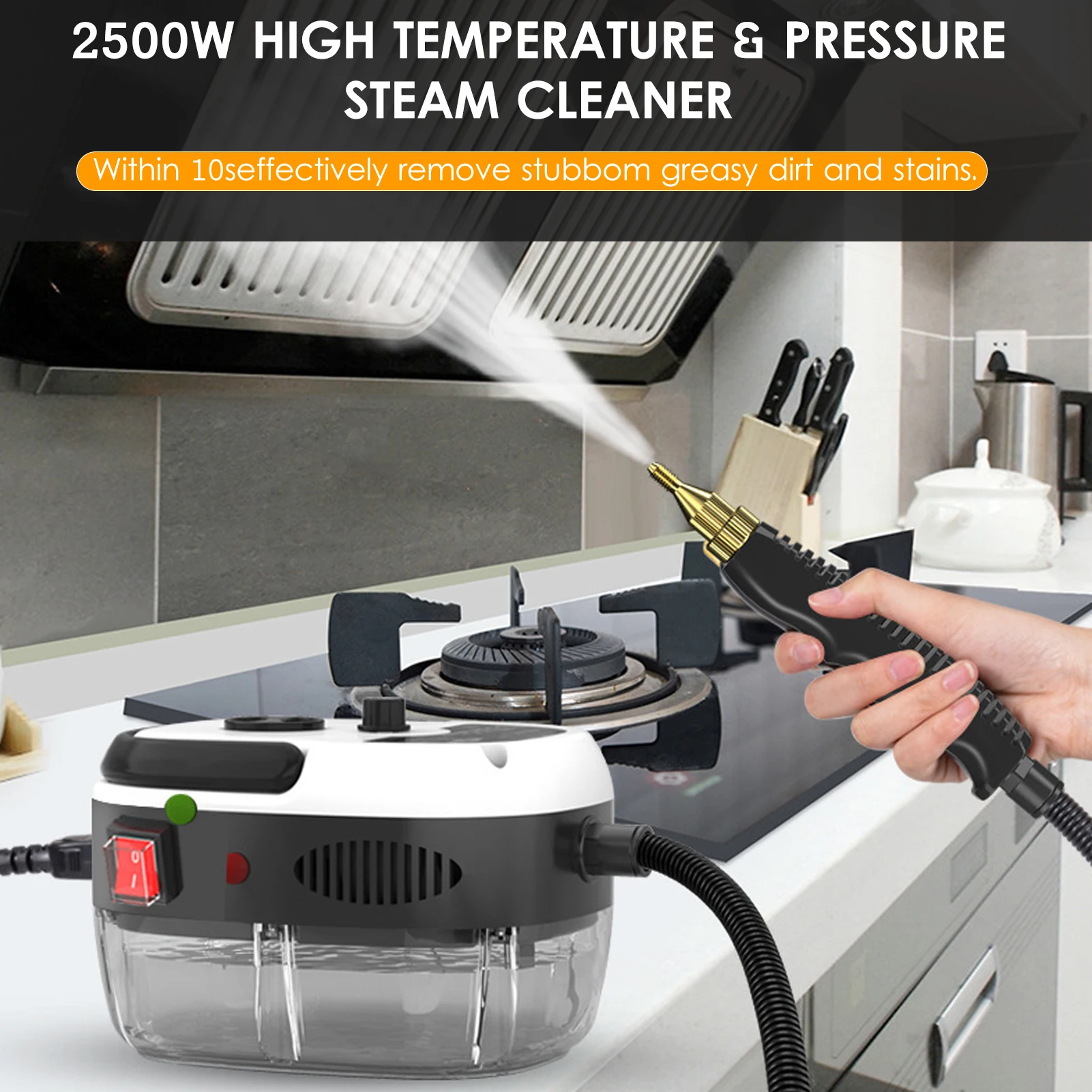 Handheld Steam Cleaner 1500W Portable High Temperature Pressurized Steam Cleaning Machine with Brush Heads Steam Cleaner
Handheld Steam Cleaner 1500W Portable High Temperature Pressurized Steam Cleaning Machine with Brush Heads Steam Cleaner