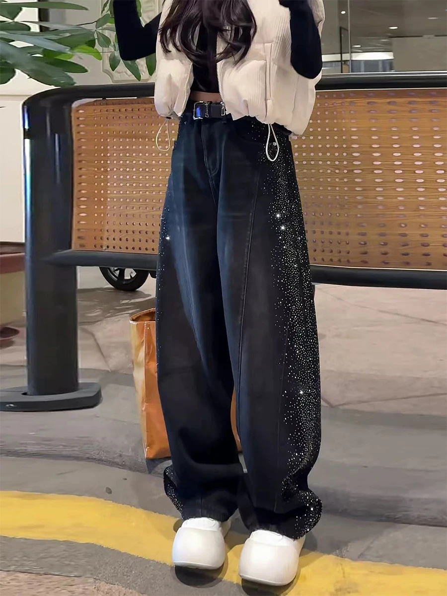 High Waist Wide Leg Jeans Women's Spring 2026 Sparkling Rhinestone Knife Loose Fit Straight Cut Denim Pants
High Waist Wide Leg Jeans Women's Spring 2026 Sparkling Rhinestone Knife Loose Fit Straight Cut Denim Pants