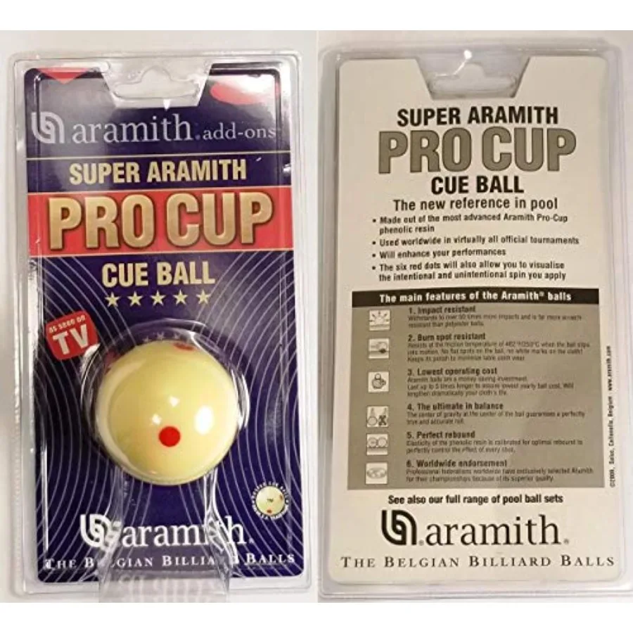 2-1/4" Regulation Size Billiard/Pool Ball: Super Pro Cup Cue Ball with 6 Red Dots
2-1/4" Regulation Size Billiard/Pool Ball: Super Pro Cup Cue Ball with 6 Red Dots