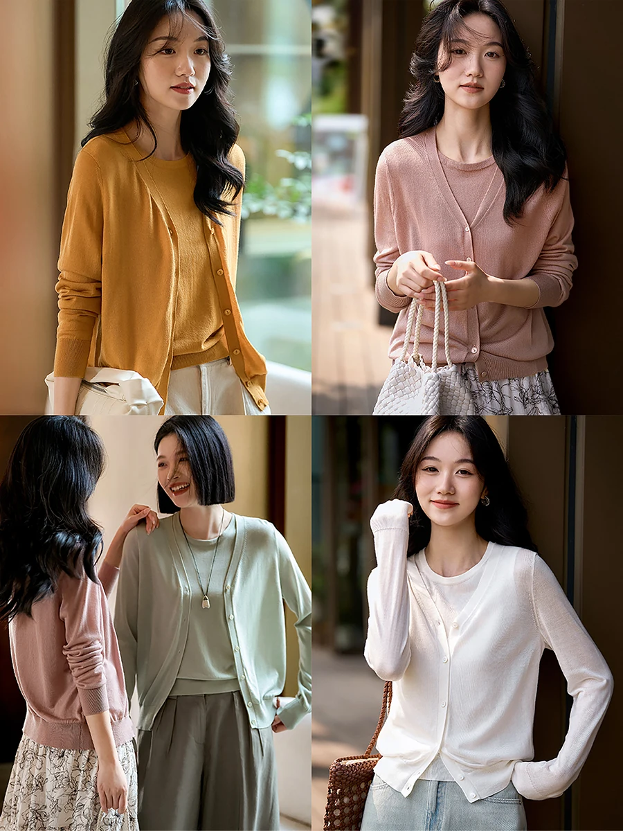 Xhange Long Termism Three Acetate Lyocell Knitted Open Cardigan Vest New Style Soft Lyocell Fiber Women's Spring Season
Xhange Long Termism Three Acetate Lyocell Knitted Open Cardigan Vest New Style Soft Lyocell Fiber Women's Spring Season
