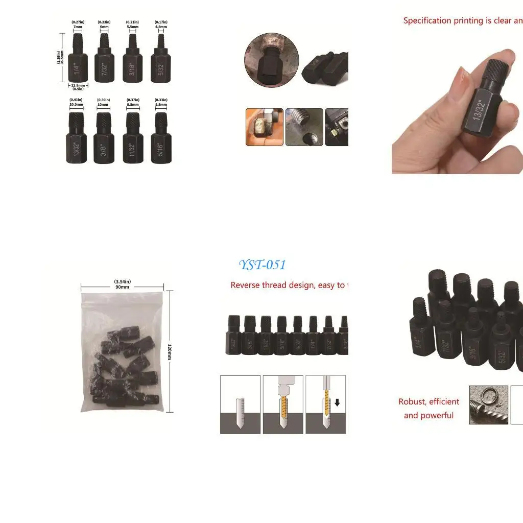 E15A High Quality Screw Extractor Set Suitable for Homeowners, Carpenters, Mechanics,
E15A High Quality Screw Extractor Set Suitable for Homeowners, Carpenters, Mechanics,