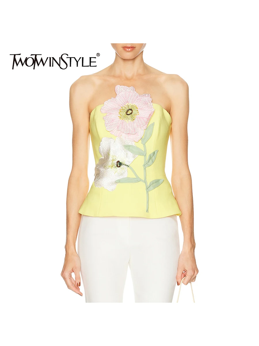 TWOTWINSTYLE Hit Color Floral Vest for Women Strapless Sleeveless Tunic Slimming Casual Designed Tank Top Female Fashion Clothes
TWOTWINSTYLE Hit Color Floral Vest for Women Strapless Sleeveless Tunic Slimming Casual Designed Tank Top Female Fashion Clothes
