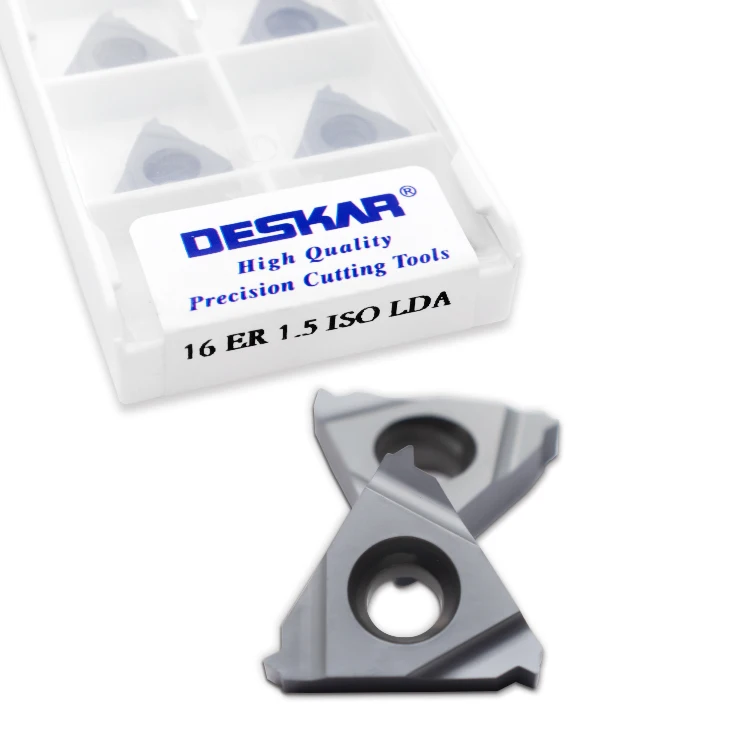 DESKAR 16 ER 1.5 ISO LDA Indexable Carbide Threading Lathe Inserts for Threaded Lathe Holder
DESKAR 16 ER 1.5 ISO LDA Indexable Carbide Threading Lathe Inserts for Threaded Lathe Holder