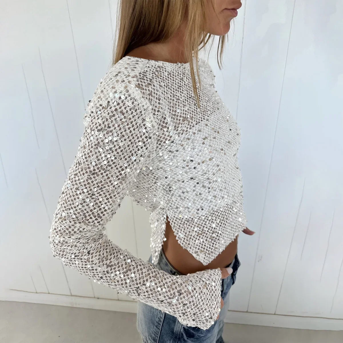 MORODER Spicy Girl Rhinestone Fishnet New Lingerie Lace-Up Front-Back Adjustable Long-Sleeve Top
MORODER Spicy Girl Rhinestone Fishnet New Lingerie Lace-Up Front-Back Adjustable Long-Sleeve Top