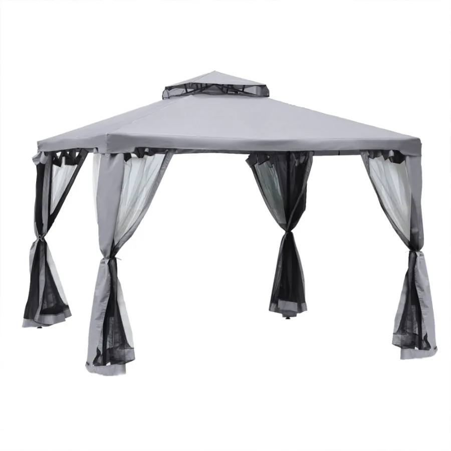 9.6' x 9.6' Patio Gazebo Outdoor Canopy Shelter with 2Tier Roof and Netting Steel Frame for Garden Lawn Backyard and Deck Gray
9.6' x 9.6' Patio Gazebo Outdoor Canopy Shelter with 2Tier Roof and Netting Steel Frame for Garden Lawn Backyard and Deck Gray