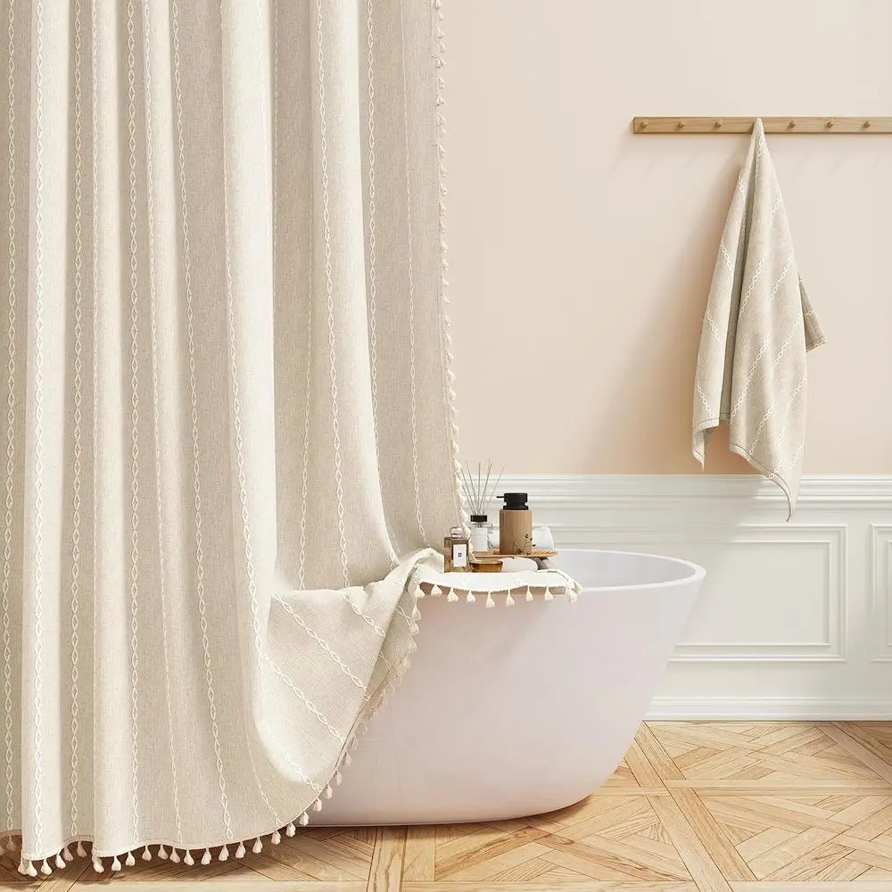 78 Inch Long Shower Curtain - Boho armhouse Linen Thick Striped abric Shower Curtain Set with Plastic Hooks, Tall Rustic Country
78 Inch Long Shower Curtain - Boho armhouse Linen Thick Striped abric Shower Curtain Set with Plastic Hooks, Tall Rustic Country