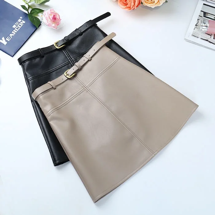 eepskin Leather Skirt High Waist A-Line f-length Women's Faion Casual Sle Pure Color Autumn Winter New Arrival
eepskin Leather Skirt High Waist A-Line f-length Women's Faion Casual Sle Pure Color Autumn Winter New Arrival