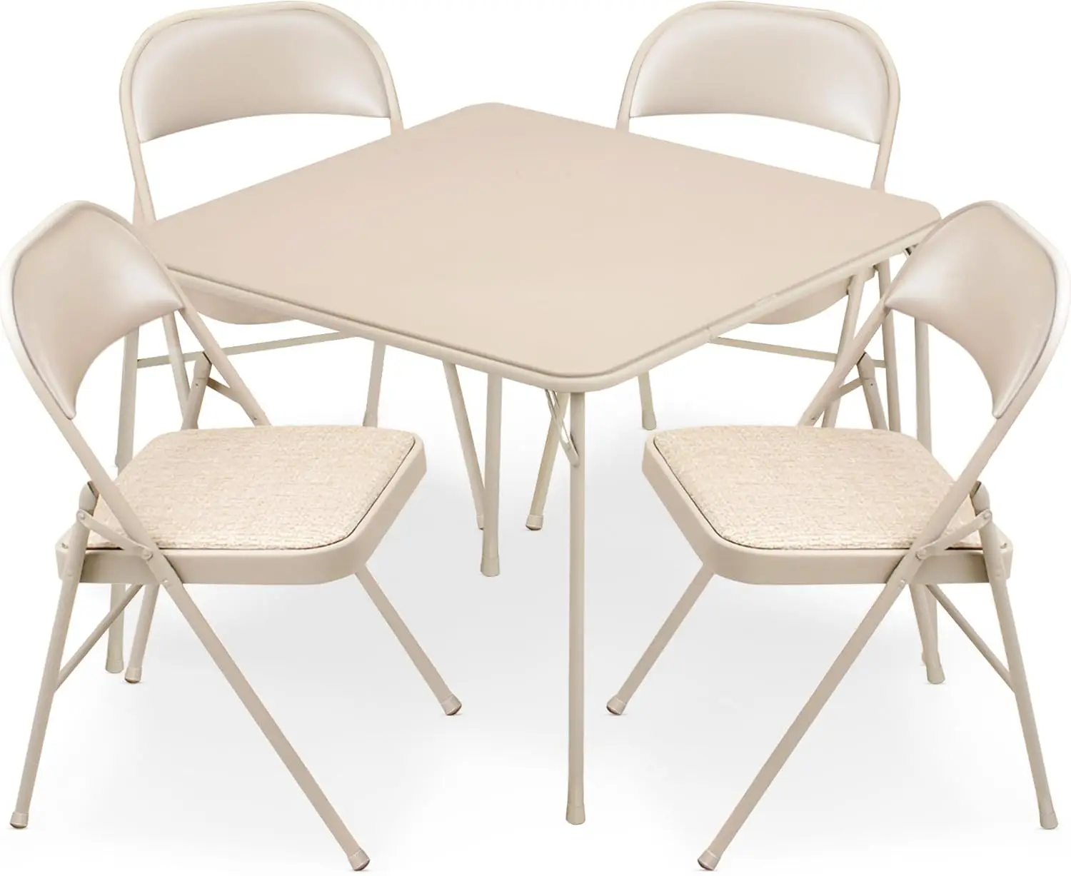 5 Piece 34 x 34 Inch Square Folding Dining Card Table with 4 Padded Folding Chairs Furniture Set for Gatherings and Games, Tan
5 Piece 34 x 34 Inch Square Folding Dining Card Table with 4 Padded Folding Chairs Furniture Set for Gatherings and Games, Tan