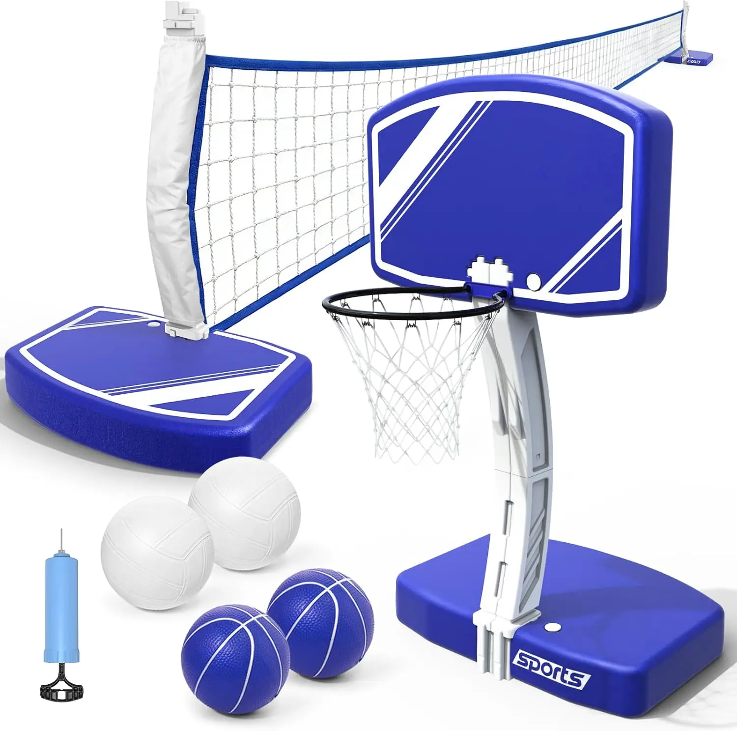 Pool Basketball Hoop & Volleyball Net 2-in-1 Set with Weighted Base, 2 Balls, Pump for Kids Adults
Pool Basketball Hoop & Volleyball Net 2-in-1 Set with Weighted Base, 2 Balls, Pump for Kids Adults