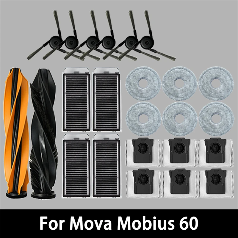 For Mova Mobius 60 Vacuum Cleaner Replacement Accessories Main Side Brush HEPA Filter Mop Cloths Dust Bag Spare Parts
For Mova Mobius 60 Vacuum Cleaner Replacement Accessories Main Side Brush HEPA Filter Mop Cloths Dust Bag Spare Parts