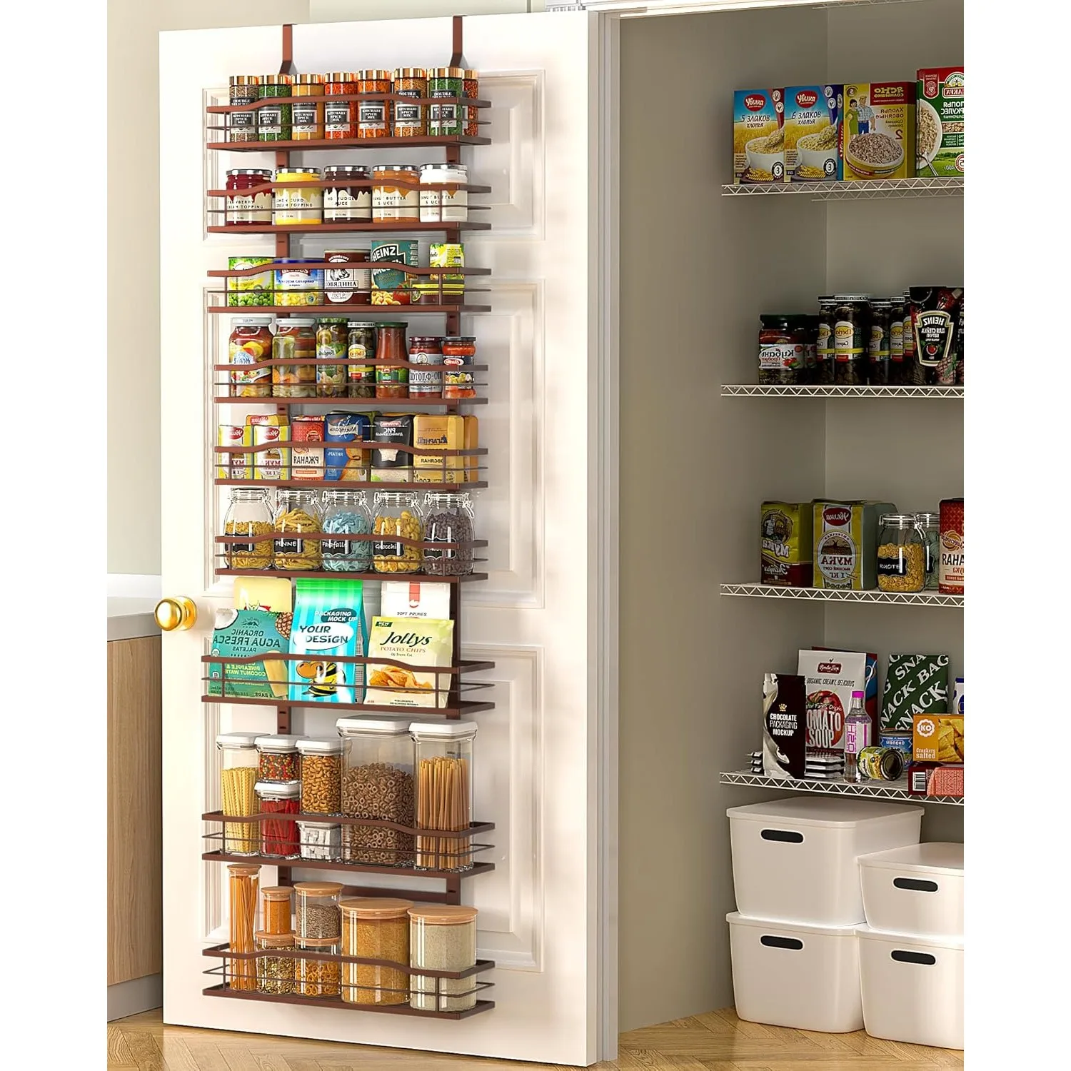 Bronze 9-Tier Over The Door Pantry Organizer, Pantry Organization And Storage, Metal Hanging Spice Rack Shelves Door
Bronze 9-Tier Over The Door Pantry Organizer, Pantry Organization And Storage, Metal Hanging Spice Rack Shelves Door