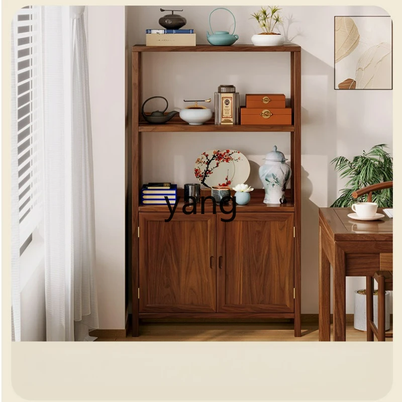 LTT solid wood double-layer dining side cabinet multi-layer storage shelf study office multi-functional tea cabinet