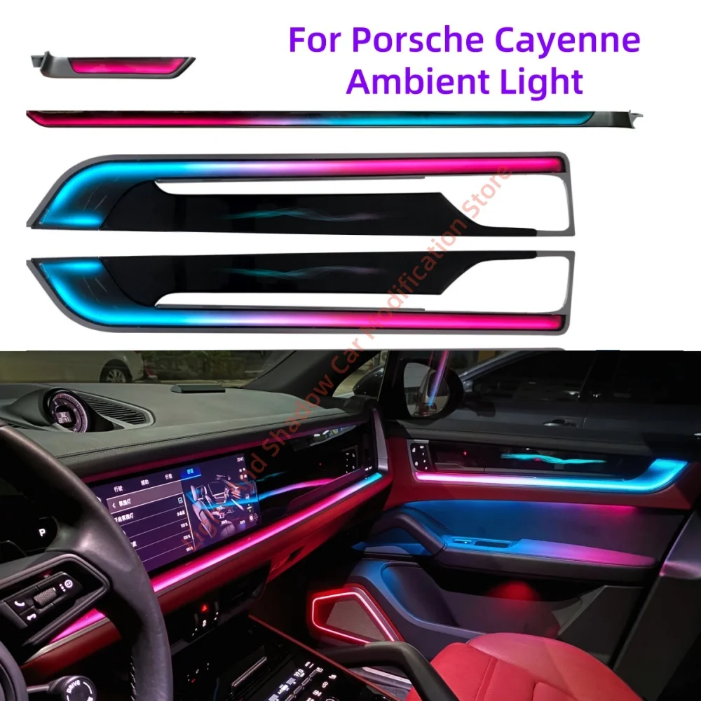 64-цветный окружающий свет для Porsche Cayenne, атмосферный светильник, обновление внутреннего освещения автомобиля, подсветка экрана и управление через приложение
64-цветный окружающий свет для Porsche Cayenne, атмосферный светильник, обновление внутреннего освещения автомобиля, подсветка экрана и управление через приложение