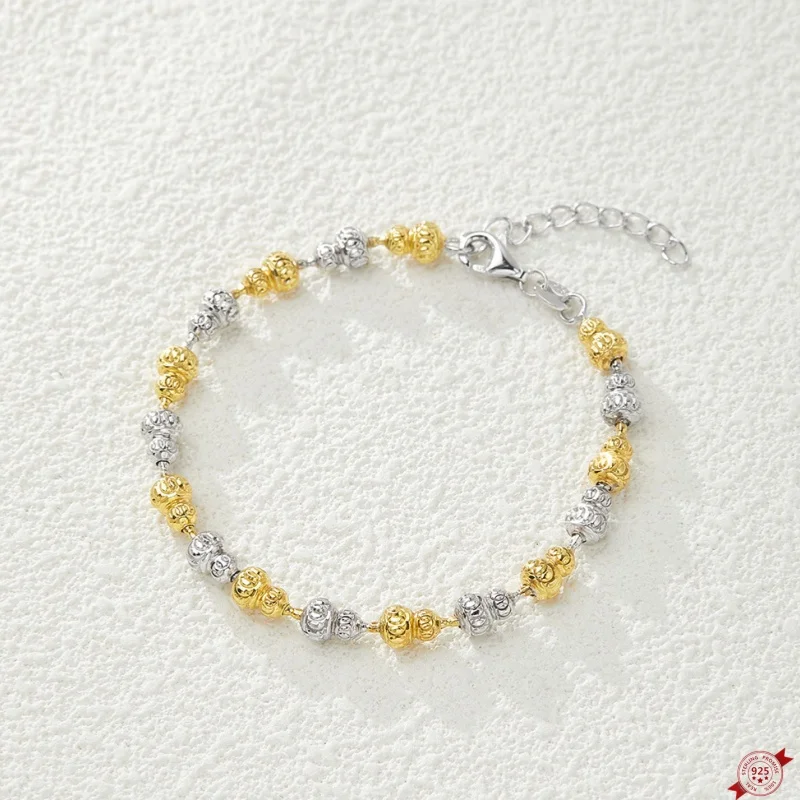 Браслеты из стерлингового серебра S925 для женщин, текстурированная поверхность, контрастный цвет, браслет-цепочка из бисера и тыквы, модные ювелирные изделия, оптовая продажа
Браслеты из стерлингового серебра S925 для женщин, текстурированная поверхность, контрастный цвет, браслет-цепочка из бисера и тыквы, модные ювелирные изделия, оптовая продажа