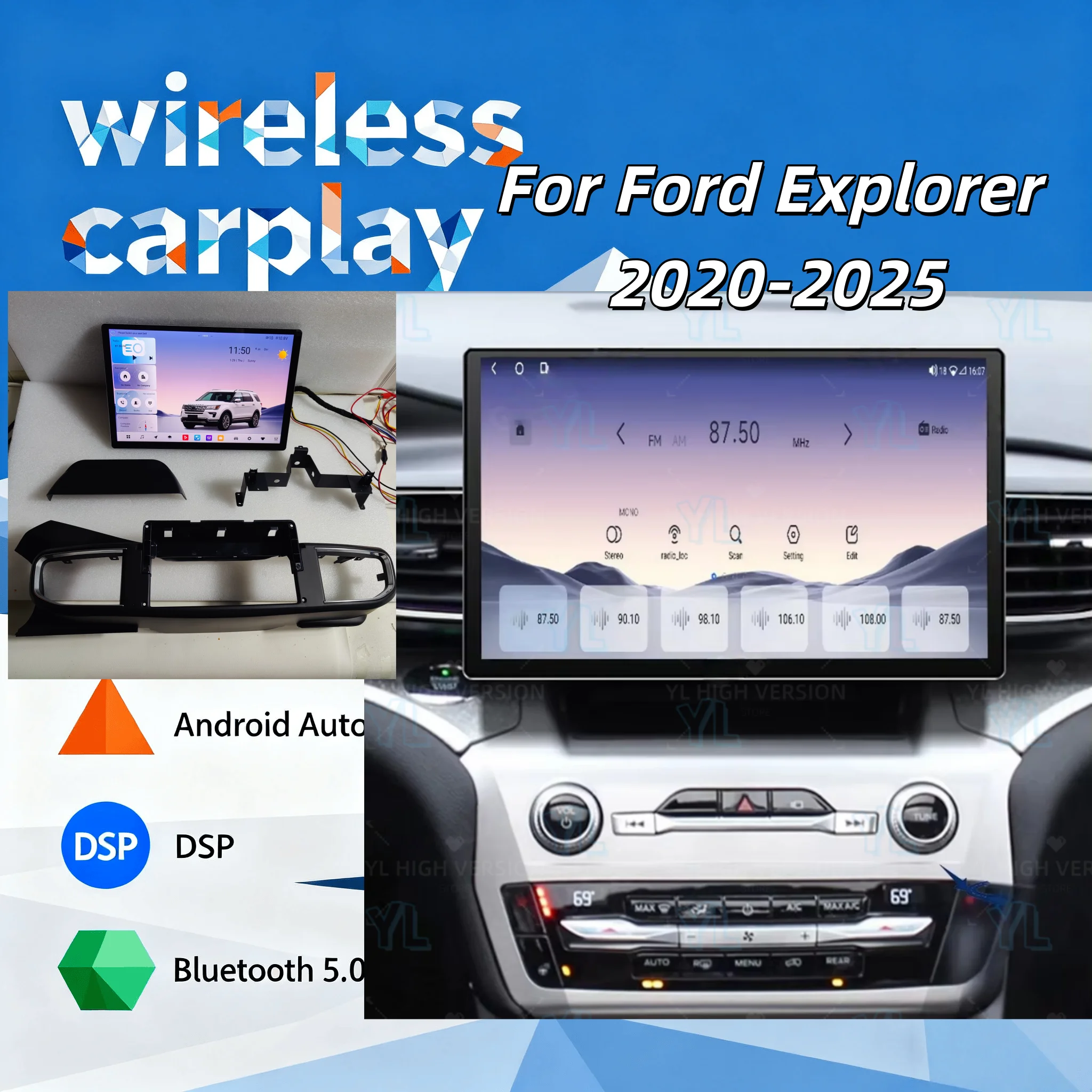 ym 13“ HD Screen Android 14.0 Carplay For Ford Explorer 2020-2025 Car GPS Navigation Multimedia Player Auto Radio Tape Head Unit
ym 13“ HD Screen Android 14.0 Carplay For Ford Explorer 2020-2025 Car GPS Navigation Multimedia Player Auto Radio Tape Head Unit