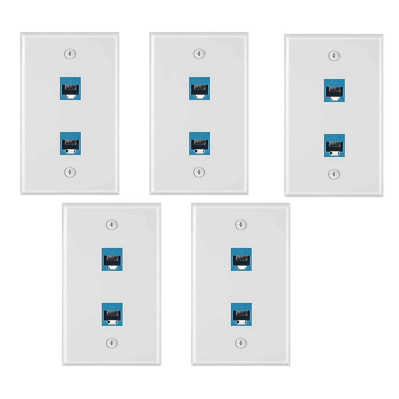 5 Pieces 2 Port Ethernet Wall Plate, RJ45 Cat6 Female To Female Jack Inline Coupler Faceplates (Blue)
5 Pieces 2 Port Ethernet Wall Plate, RJ45 Cat6 Female To Female Jack Inline Coupler Faceplates (Blue)