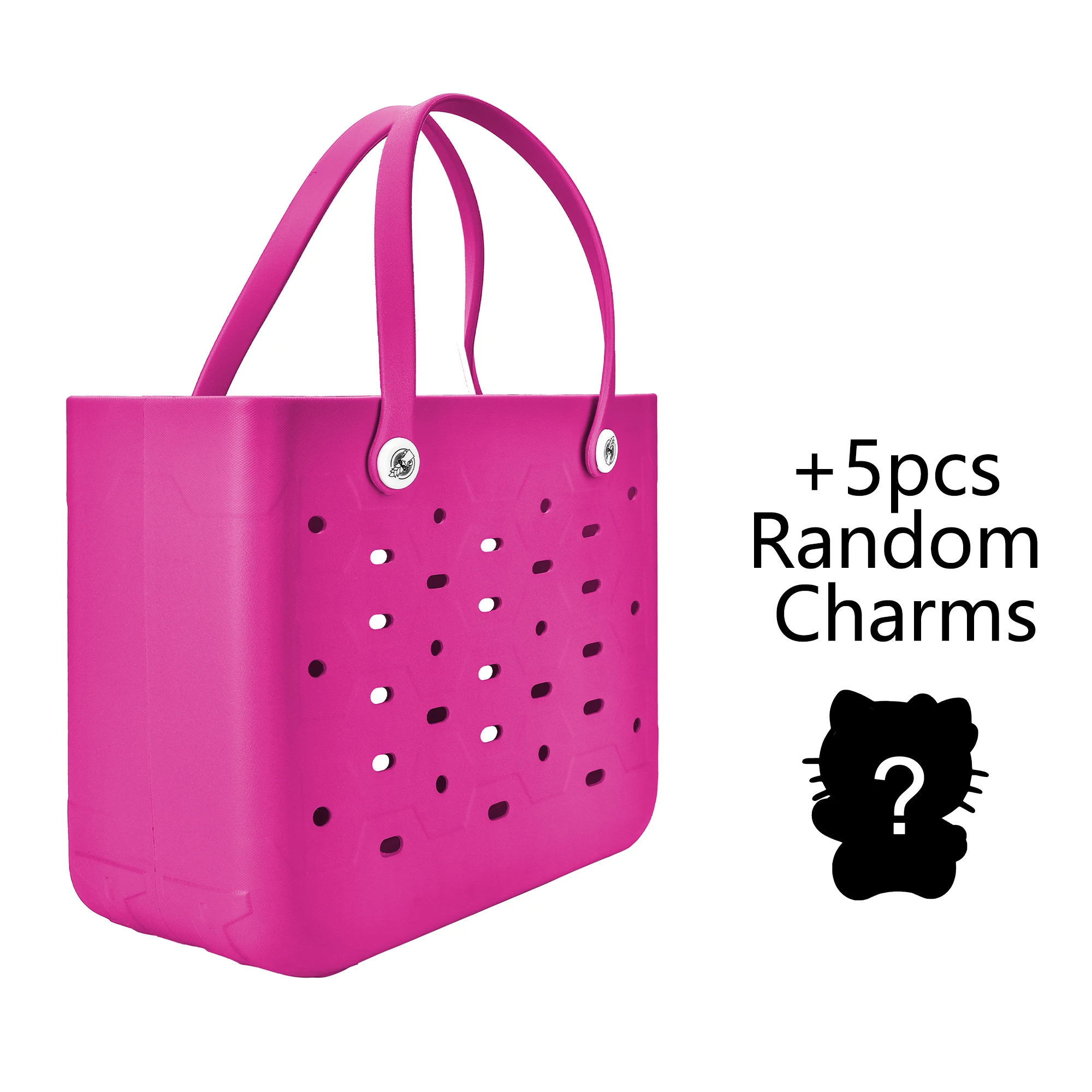 Women Waterproof EVA Tote Bag Punched Beach, Casual Outdoor Travel Handbag with 5pcs Random Large Charms
Women Waterproof EVA Tote Bag Punched Beach, Casual Outdoor Travel Handbag with 5pcs Random Large Charms