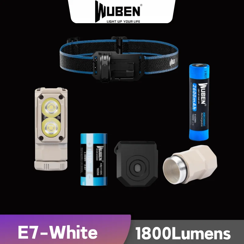 Wuben E7 1800Lumens Headlamp&Flashlight Recheargeable Troch Light(White Cold White:5000K)
Wuben E7 1800Lumens Headlamp&Flashlight Recheargeable Troch Light(White Cold White:5000K)