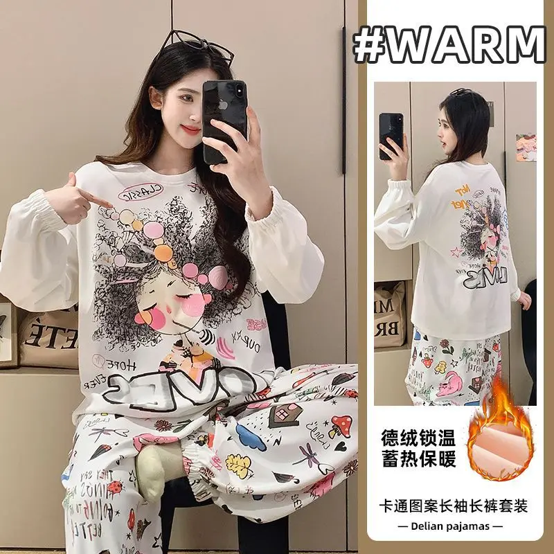 Пижамный комплект, женский пижамный комплект, женские теплые зимние пижамы в мультяшном стиле, модная домашняя одежда, пижамы, милый и мягкий пижамный комплект
Пижамный комплект, женский пижамный комплект, женские теплые зимние пижамы в мультяшном стиле, модная домашняя одежда, пижамы, милый и мягкий пижамный комплект