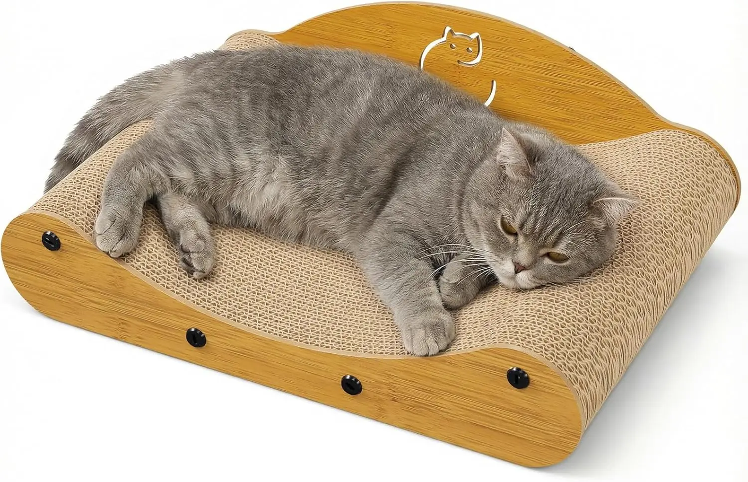 Wood Grain Cat Scratcher Sofa with Cat House, Activity Center for Indoor Cats
Wood Grain Cat Scratcher Sofa with Cat House, Activity Center for Indoor Cats