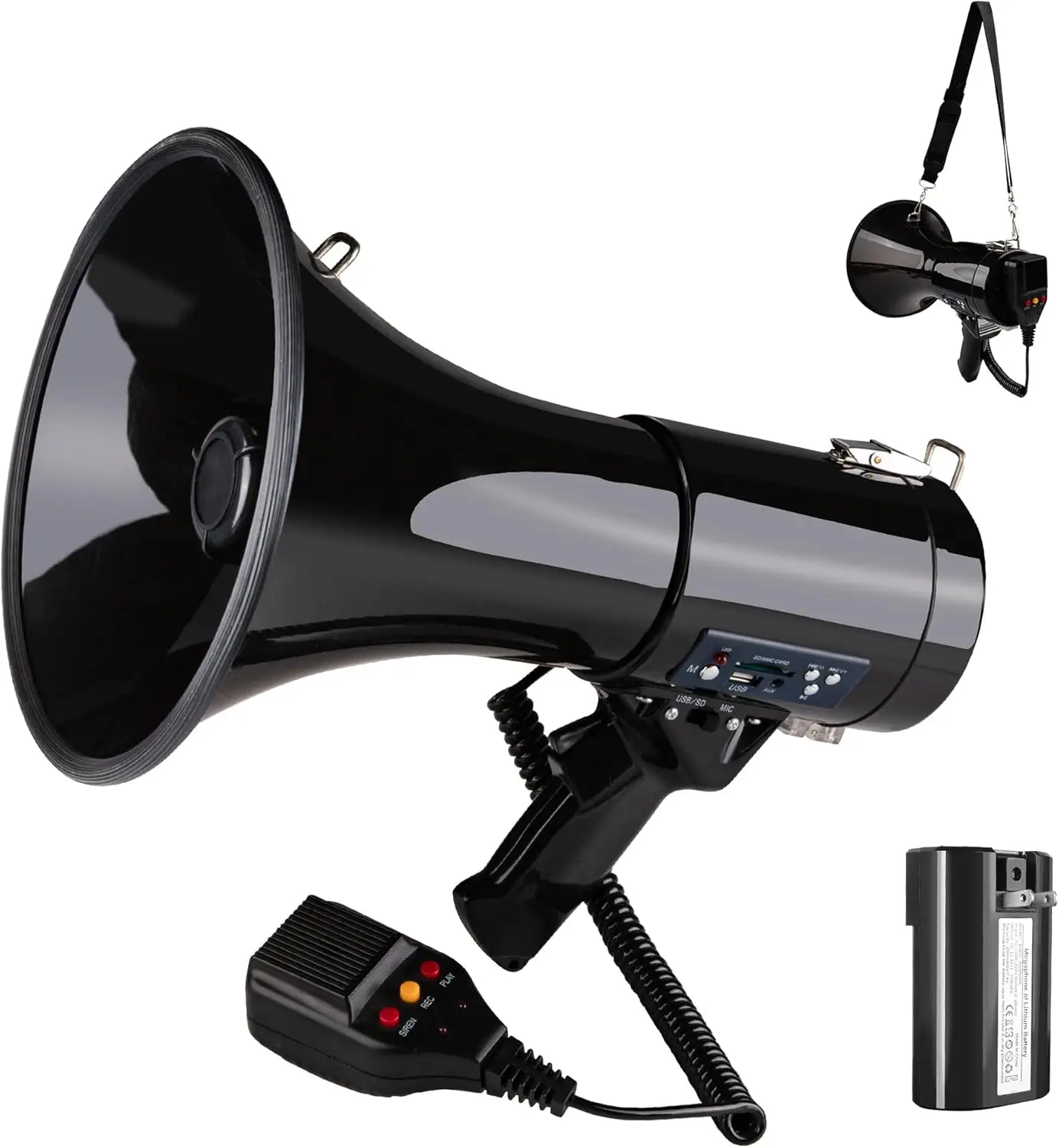 50W Megaphone with Detachable Mic, 240s Recording & Siren for Indoor/Outdoor Events
50W Megaphone with Detachable Mic, 240s Recording & Siren for Indoor/Outdoor Events