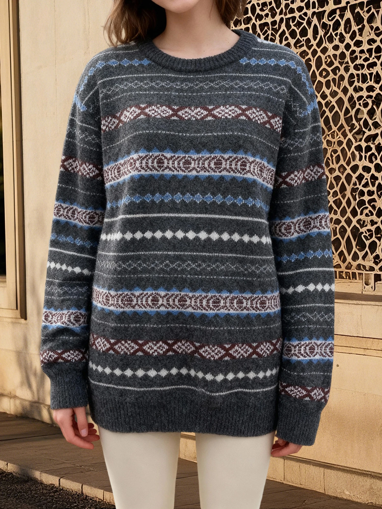 Women s Cozy Oversized Knit Pullover Sweater with Round Neckline and Striped Design for Fall Winter Fashion
Women s Cozy Oversized Knit Pullover Sweater with Round Neckline and Striped Design for Fall Winter Fashion