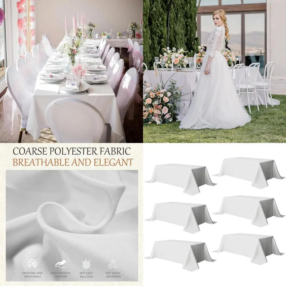 6-Pack 90x132 Inch White Polyester Tablecloths - Stain and Wrinkle Resistant for Dining Tables and Parties
6-Pack 90x132 Inch White Polyester Tablecloths - Stain and Wrinkle Resistant for Dining Tables and Parties