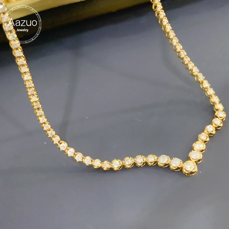 Aazuo High quality Jewelry 18K Solid Yellow Gold Real Diamond 3ct Luxury Tennis Necklace For Woman Senior Party Valentine's Day
Aazuo High quality Jewelry 18K Solid Yellow Gold Real Diamond 3ct Luxury Tennis Necklace For Woman Senior Party Valentine's Day
