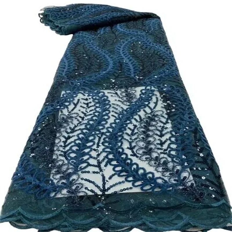 Blue Sequins Lace Fabric 2023 5 Yards High Quality African Nigerian Tulle Lace Fabric For Diy Sew Dress Wedding Party 
Blue Sequins Lace Fabric 2023 5 Yards High Quality African Nigerian Tulle Lace Fabric For Diy Sew Dress Wedding Party
