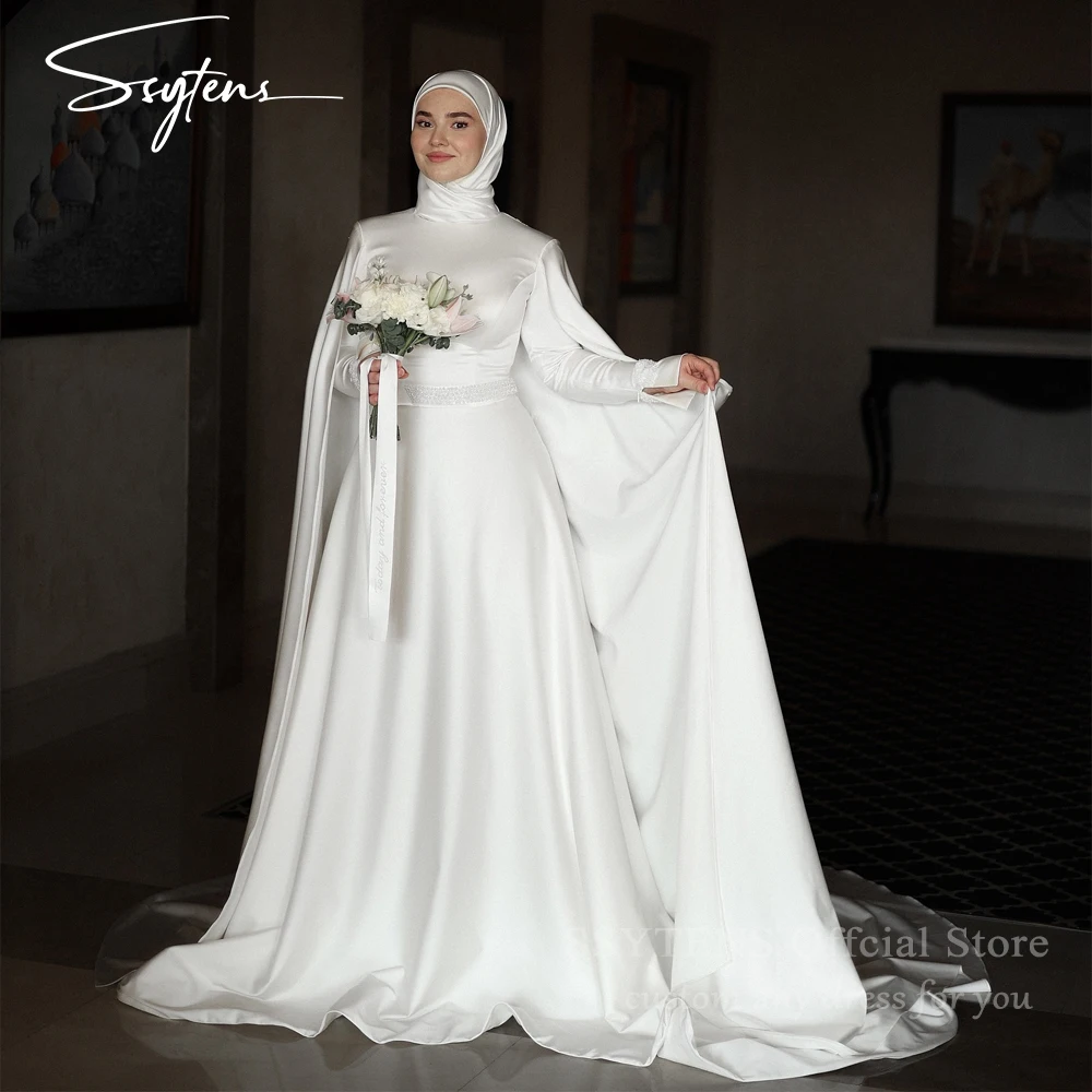 SSYTENS Muslim Wedding Dresses High Neck Satin Beaded Bride Dress Long Sleeves Arabic Bridal Gowns Customized Vestido De Noiva
SSYTENS Muslim Wedding Dresses High Neck Satin Beaded Bride Dress Long Sleeves Arabic Bridal Gowns Customized Vestido De Noiva