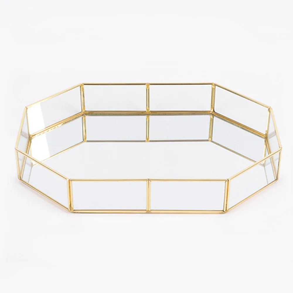 Glass Gold Mirror Tray Gold Multi-purpose Vanity Tray Beautiful and Elegant Polygonal Makeup Tray Bathroom Counter Desktop
Glass Gold Mirror Tray Gold Multi-purpose Vanity Tray Beautiful and Elegant Polygonal Makeup Tray Bathroom Counter Desktop