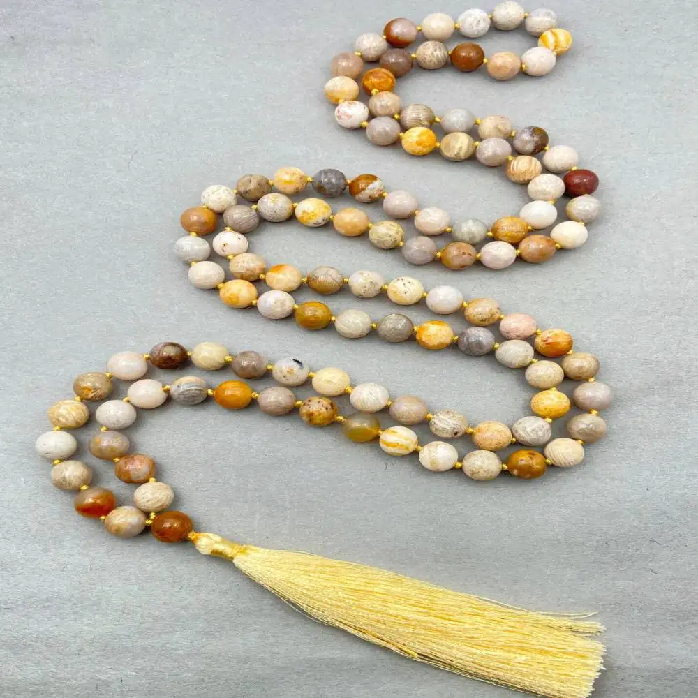 Natural Multi-Color Coral Jade 108 Beads Mala Necklace with Gold Tassel Spiritual Meditation Jewelry
Natural Multi-Color Coral Jade 108 Beads Mala Necklace with Gold Tassel Spiritual Meditation Jewelry
