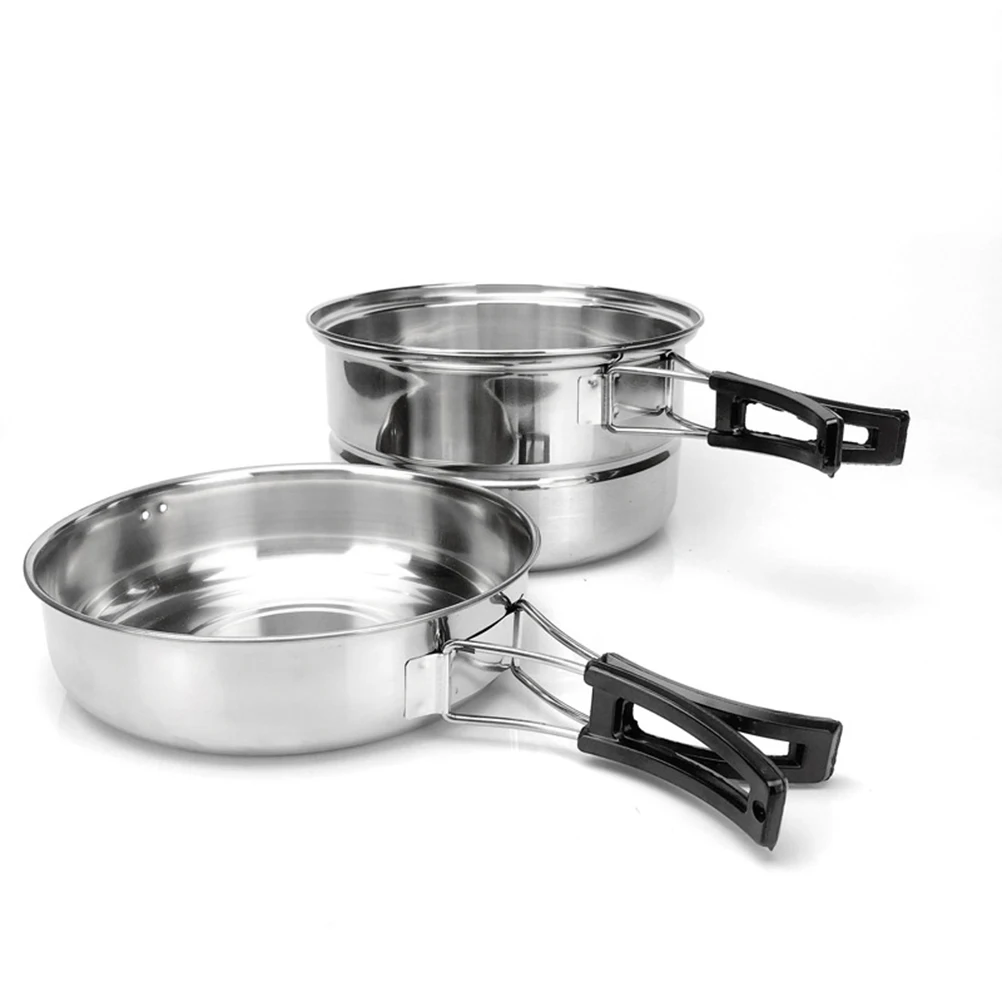 Stainless Steel Camping Cookware Set Compact Lightweight Outdoor Pots Pans for Hiking Picnic BBQ Gas Stove Suitable 2 3 People
Stainless Steel Camping Cookware Set Compact Lightweight Outdoor Pots Pans for Hiking Picnic BBQ Gas Stove Suitable 2 3 People