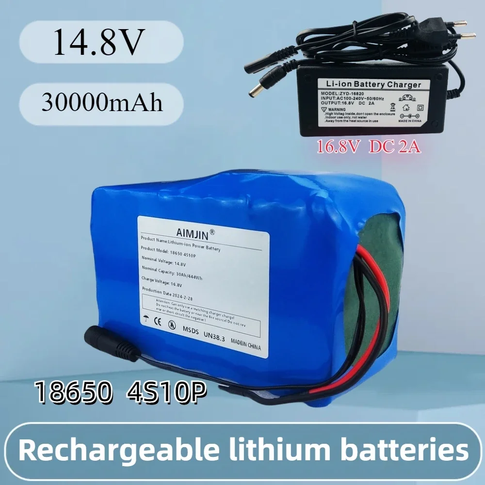 Lithium Battery Pack 4S10P 14.8V 30Ah 444Wh 18650 with BMS for Inverter Smart Robot High-power Equipment Etc+16.8V charger
Lithium Battery Pack 4S10P 14.8V 30Ah 444Wh 18650 with BMS for Inverter Smart Robot High-power Equipment Etc+16.8V charger