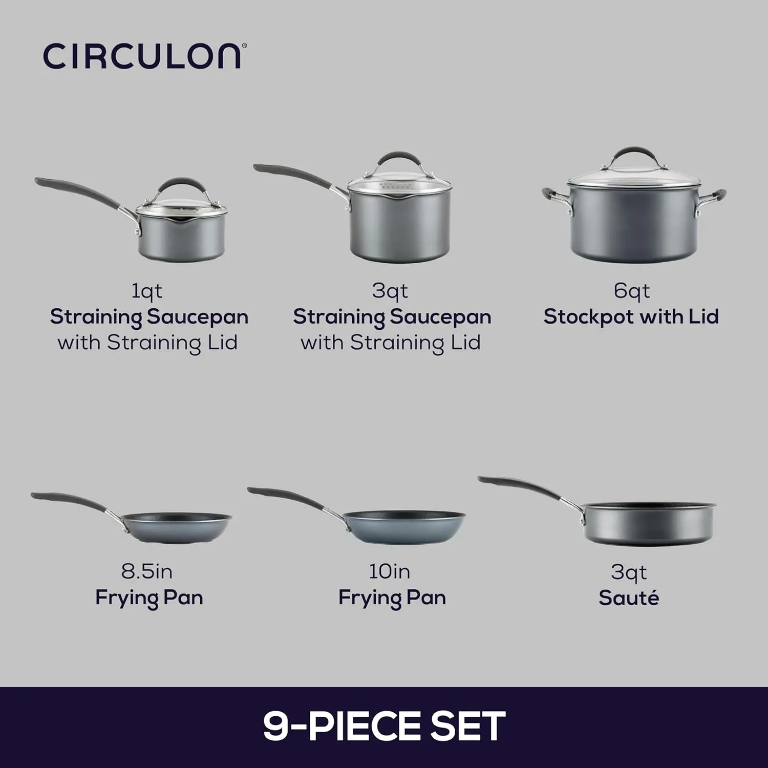 A1 Series with ScratchDefense Nonstick Induction Pots and Pans Cookware Set, Induction Cookware, Kitchen Essentials, 9-Piece, Gr
A1 Series with ScratchDefense Nonstick Induction Pots and Pans Cookware Set, Induction Cookware, Kitchen Essentials, 9-Piece, Gr