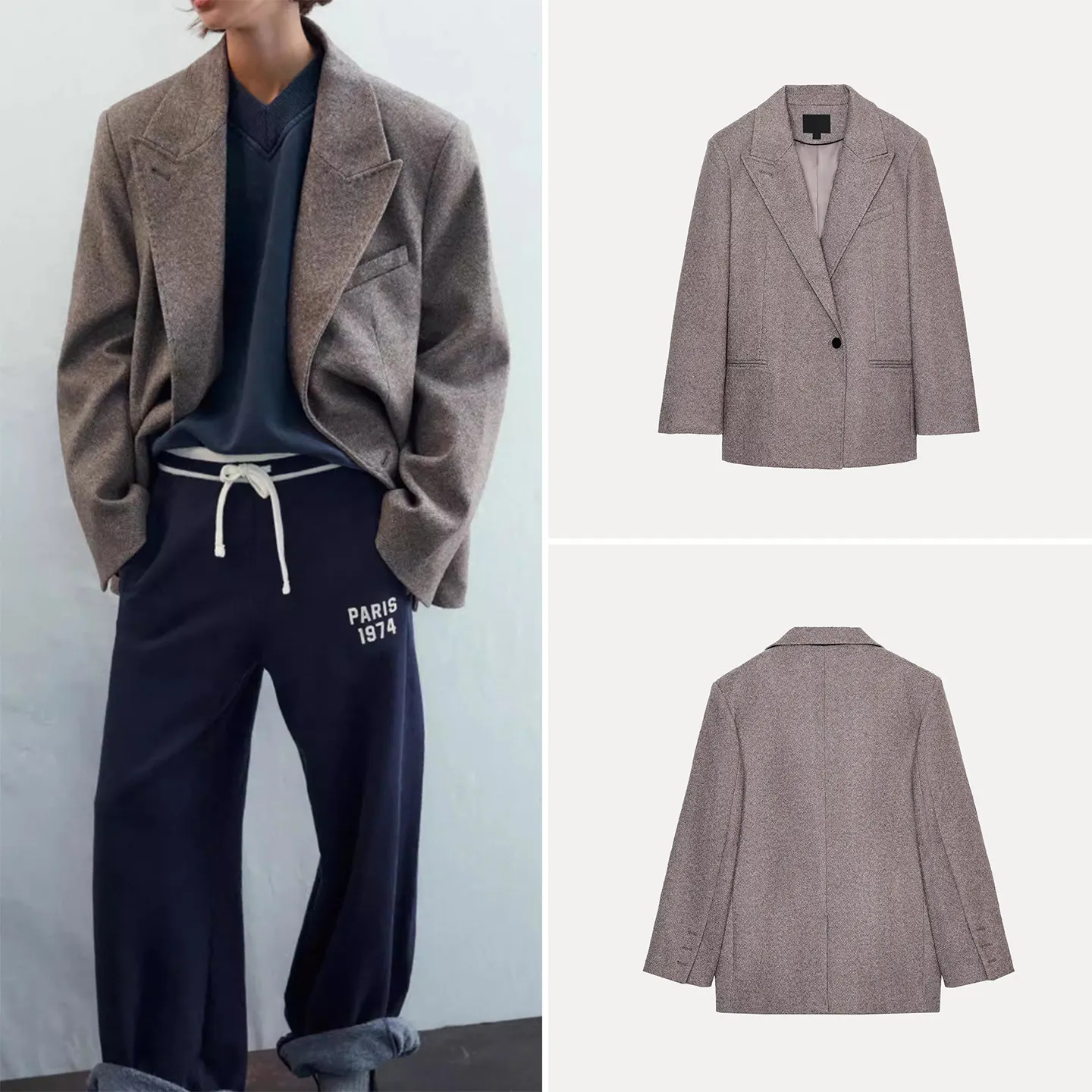 2025 Winter New Faion Women's Suit Jaet oulder Pads Herringbone Pattern Personali Long Sve Stand Fit Daily Wear
2025 Winter New Faion Women's Suit Jaet oulder Pads Herringbone Pattern Personali Long Sve Stand Fit Daily Wear