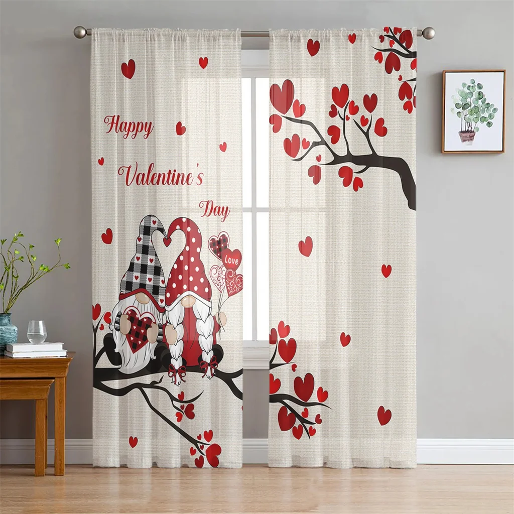 Cartoon Happy Valentine's Day Red Heart Flower Tulle Sheer Voile Window Curtains Blinds for Living Room Bedroom Home Decor2Pcs
Cartoon Happy Valentine's Day Red Heart Flower Tulle Sheer Voile Window Curtains Blinds for Living Room Bedroom Home Decor2Pcs