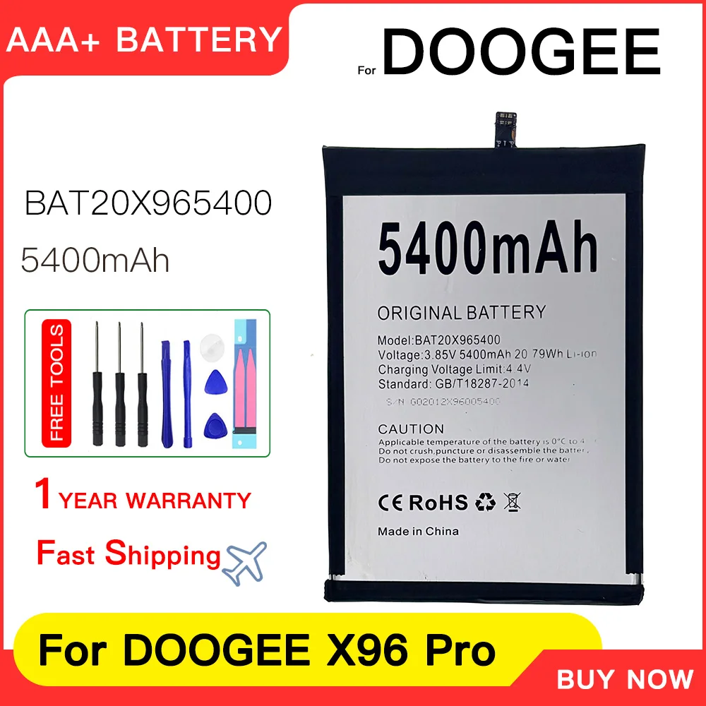Genuine 5400mAh Battery 5400mAh BAT20X965400 Battery For Doogee X96 Pro X96Pro Mobile Phone replacement batteria + free tools
Genuine 5400mAh Battery 5400mAh BAT20X965400 Battery For Doogee X96 Pro X96Pro Mobile Phone replacement batteria + free tools