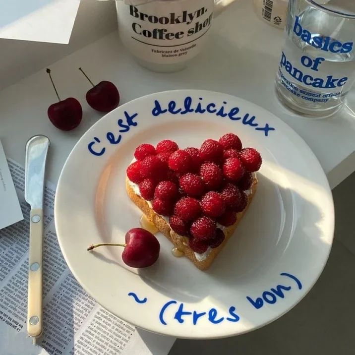 Handwritten Font Western Dinner Plate Ceramic Dessert Plate Food Photography Attractive Ins Style round Shape Single Piece Dish
Handwritten Font Western Dinner Plate Ceramic Dessert Plate Food Photography Attractive Ins Style round Shape Single Piece Dish