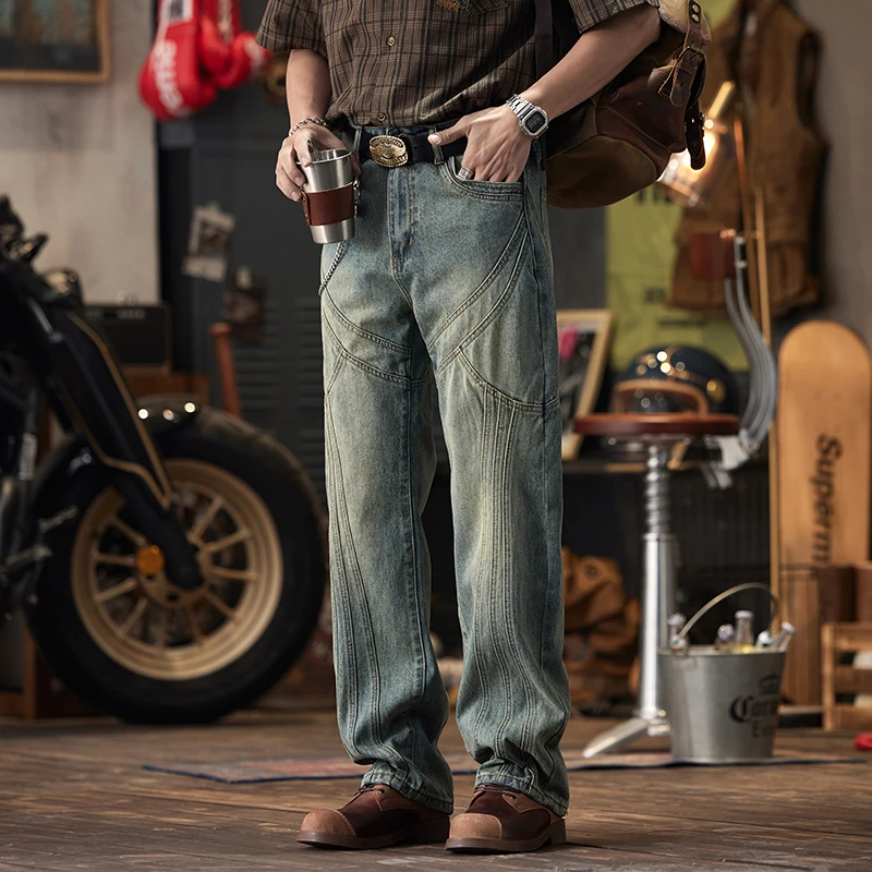 Korean Style Fashionable Retro Men's Jeans Nostalgic Washed Craft Stitching Design Loose Straight Draping Youth Trousers
Korean Style Fashionable Retro Men's Jeans Nostalgic Washed Craft Stitching Design Loose Straight Draping Youth Trousers