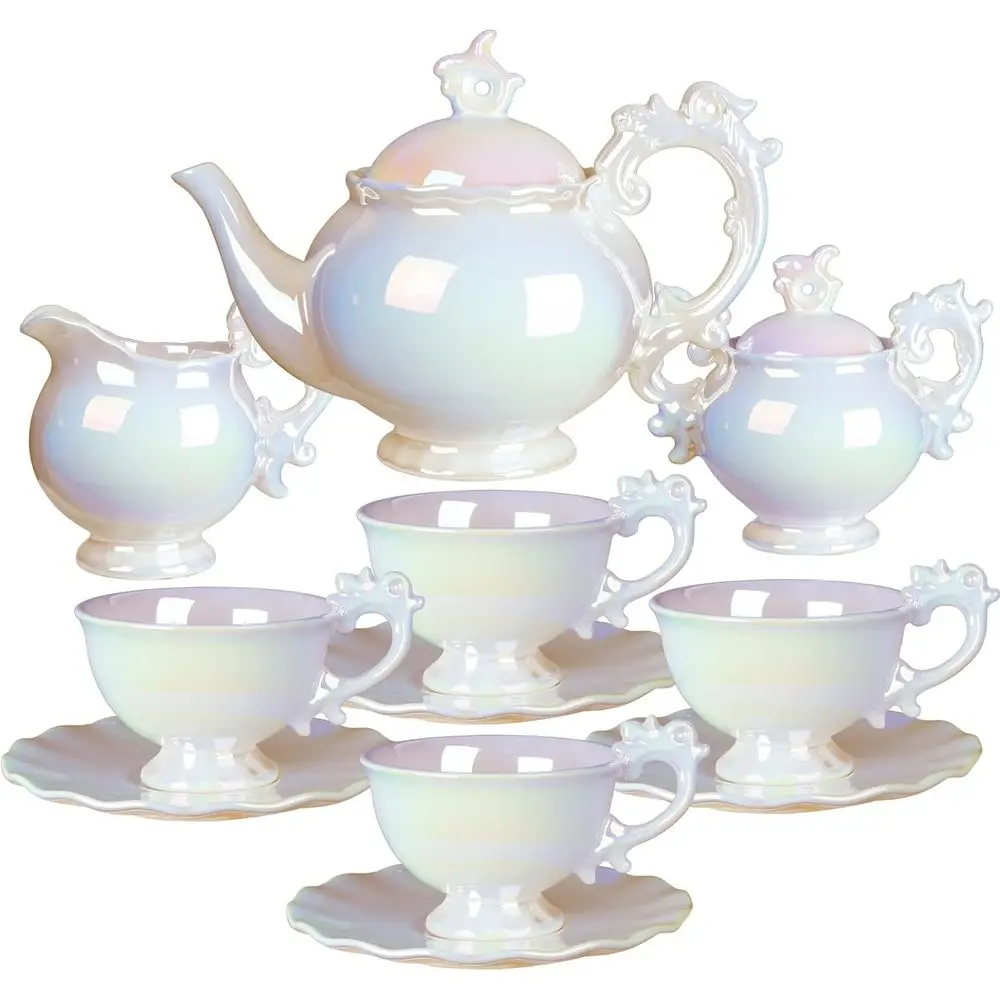 anquare 15 Pieces British Porcelain Tea Set, ern Iridescent Tea Party Set or Women, Large White Teapot Set
anquare 15 Pieces British Porcelain Tea Set, ern Iridescent Tea Party Set or Women, Large White Teapot Set