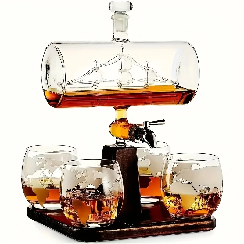 1 Set Of Whiskey And Wine Decanter 1000ml/33.81 Ounces, Set Includes 4 Spherical Drinking Cups, Cool Liquor Dispenser for The Bar
1 Set Of Whiskey And Wine Decanter 1000ml/33.81 Ounces, Set Includes 4 Spherical Drinking Cups, Cool Liquor Dispenser for The Bar