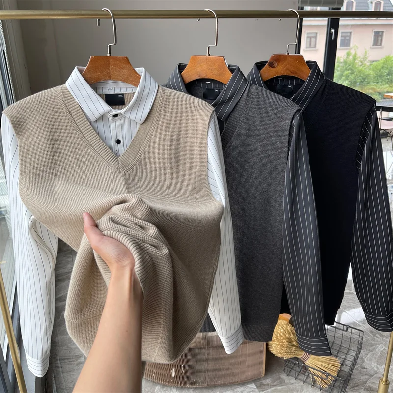 Men's Knitted Sweater with irt Collar Plaid Design Busin Sle Autumn Faion Slim Fit Long Sve Casual Wear
Men's Knitted Sweater with irt Collar Plaid Design Busin Sle Autumn Faion Slim Fit Long Sve Casual Wear