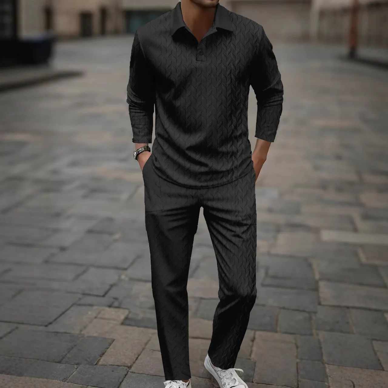 Men's Summer New Casual Threaded Lapel Jacquard Cloth Long-sleeved Polo Shirt and Trousers Set
Men's Summer New Casual Threaded Lapel Jacquard Cloth Long-sleeved Polo Shirt and Trousers Set