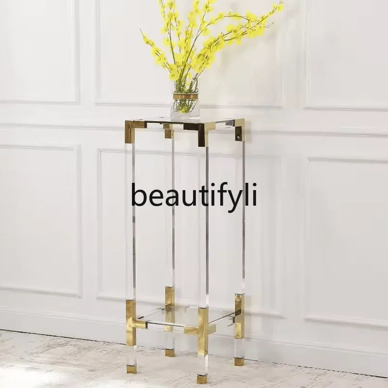 Acrylic flower table Modern living room floor stand Stainless steel rectangular double-layer transparent flower stand R
Acrylic flower table Modern living room floor stand Stainless steel rectangular double-layer transparent flower stand R