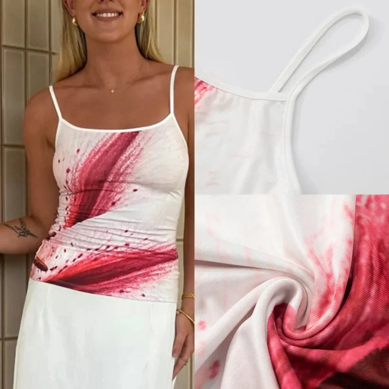 Spring Summer New Contrasting Printed Camisole Top Sexy Floral Print Slim Fit Short Sleeved Vest Fashionable Casual Women's Top
Spring Summer New Contrasting Printed Camisole Top Sexy Floral Print Slim Fit Short Sleeved Vest Fashionable Casual Women's Top