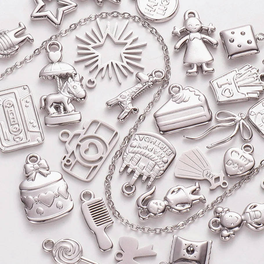 6pcs/Lot Cute Pendant Cake Girl Dress Stainless Steel Charms For Jewelry Making Bracelet Necklace Keychain DIY Handmade Material
6pcs/Lot Cute Pendant Cake Girl Dress Stainless Steel Charms For Jewelry Making Bracelet Necklace Keychain DIY Handmade Material